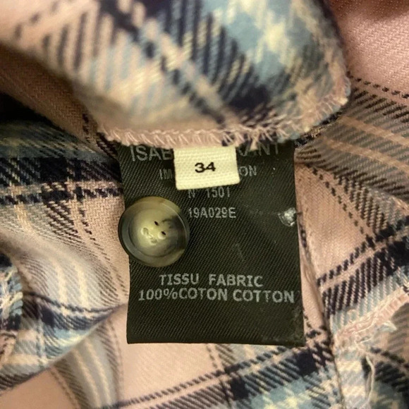 Isabel Marant Etoile Awendy Plaid Ruffle Button Down Flannel Long Sleeve Size 2 - Picture 6 of 8